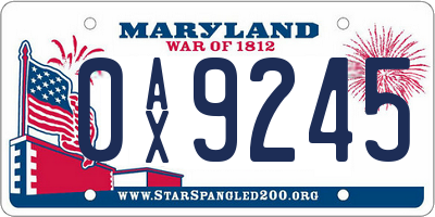MD license plate 0AX9245