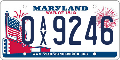 MD license plate 0AX9246