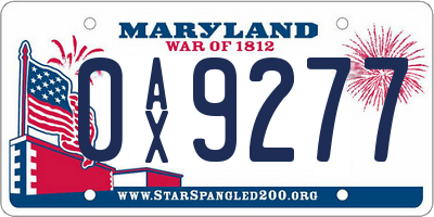 MD license plate 0AX9277