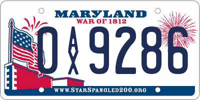 MD license plate 0AX9286