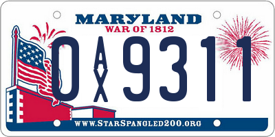MD license plate 0AX9311