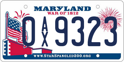 MD license plate 0AX9323