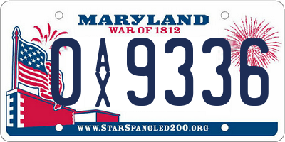 MD license plate 0AX9336
