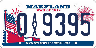 MD license plate 0AX9395