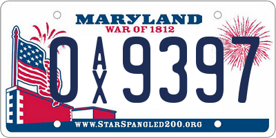 MD license plate 0AX9397