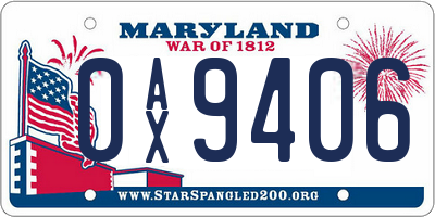 MD license plate 0AX9406
