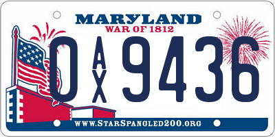 MD license plate 0AX9436