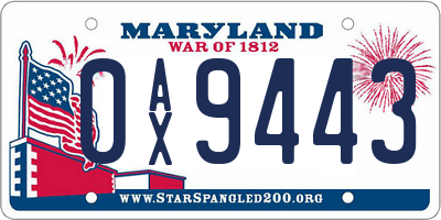 MD license plate 0AX9443