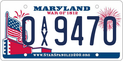 MD license plate 0AX9470