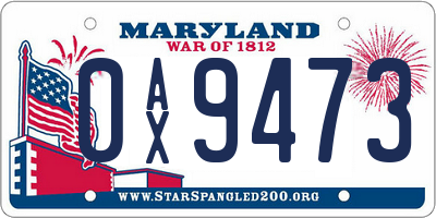 MD license plate 0AX9473
