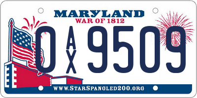 MD license plate 0AX9509