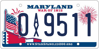 MD license plate 0AX9511
