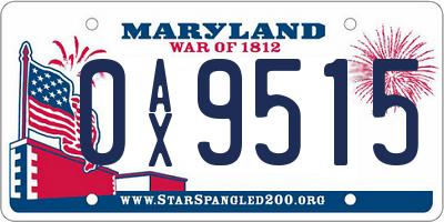 MD license plate 0AX9515