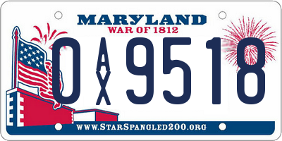 MD license plate 0AX9518