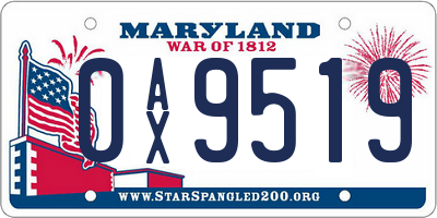 MD license plate 0AX9519