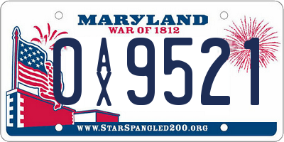 MD license plate 0AX9521