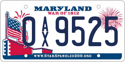 MD license plate 0AX9525