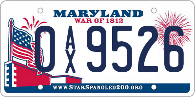 MD license plate 0AX9526