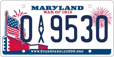 MD license plate 0AX9530