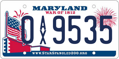 MD license plate 0AX9535