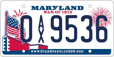 MD license plate 0AX9536