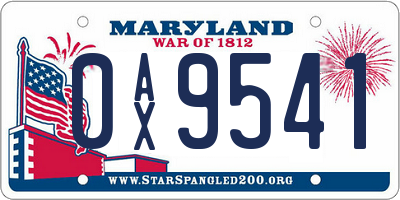 MD license plate 0AX9541