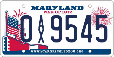 MD license plate 0AX9545