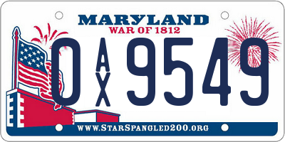 MD license plate 0AX9549