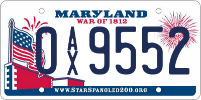 MD license plate 0AX9552