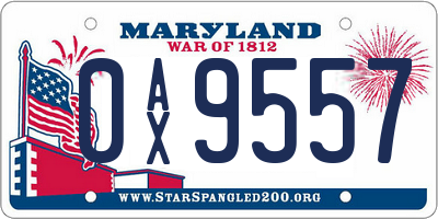 MD license plate 0AX9557