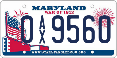 MD license plate 0AX9560