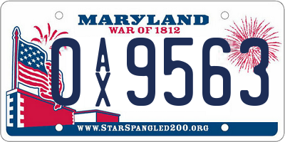 MD license plate 0AX9563