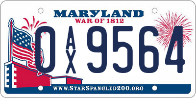 MD license plate 0AX9564