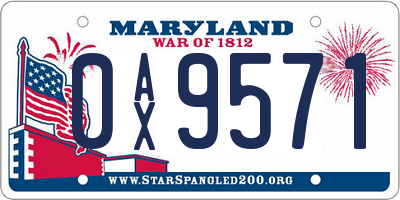 MD license plate 0AX9571