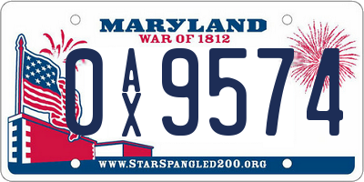 MD license plate 0AX9574