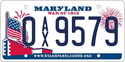 MD license plate 0AX9579