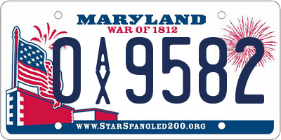 MD license plate 0AX9582
