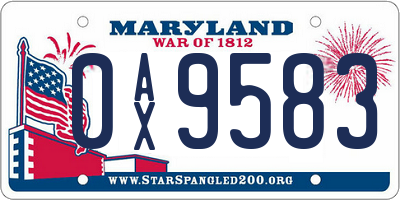 MD license plate 0AX9583