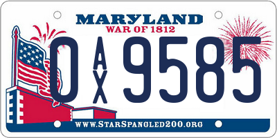 MD license plate 0AX9585