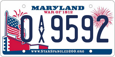 MD license plate 0AX9592