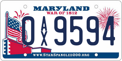 MD license plate 0AX9594