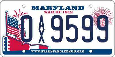 MD license plate 0AX9599