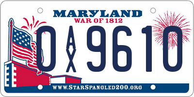 MD license plate 0AX9610