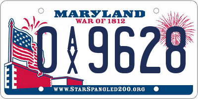 MD license plate 0AX9628