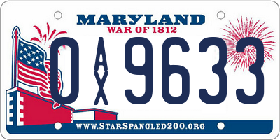 MD license plate 0AX9633