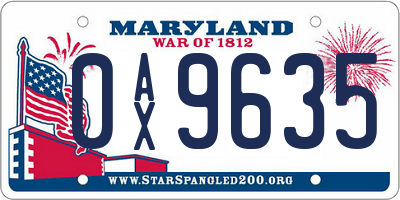 MD license plate 0AX9635