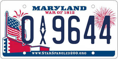 MD license plate 0AX9644