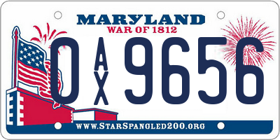 MD license plate 0AX9656