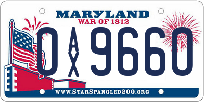 MD license plate 0AX9660
