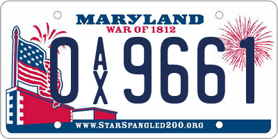 MD license plate 0AX9661